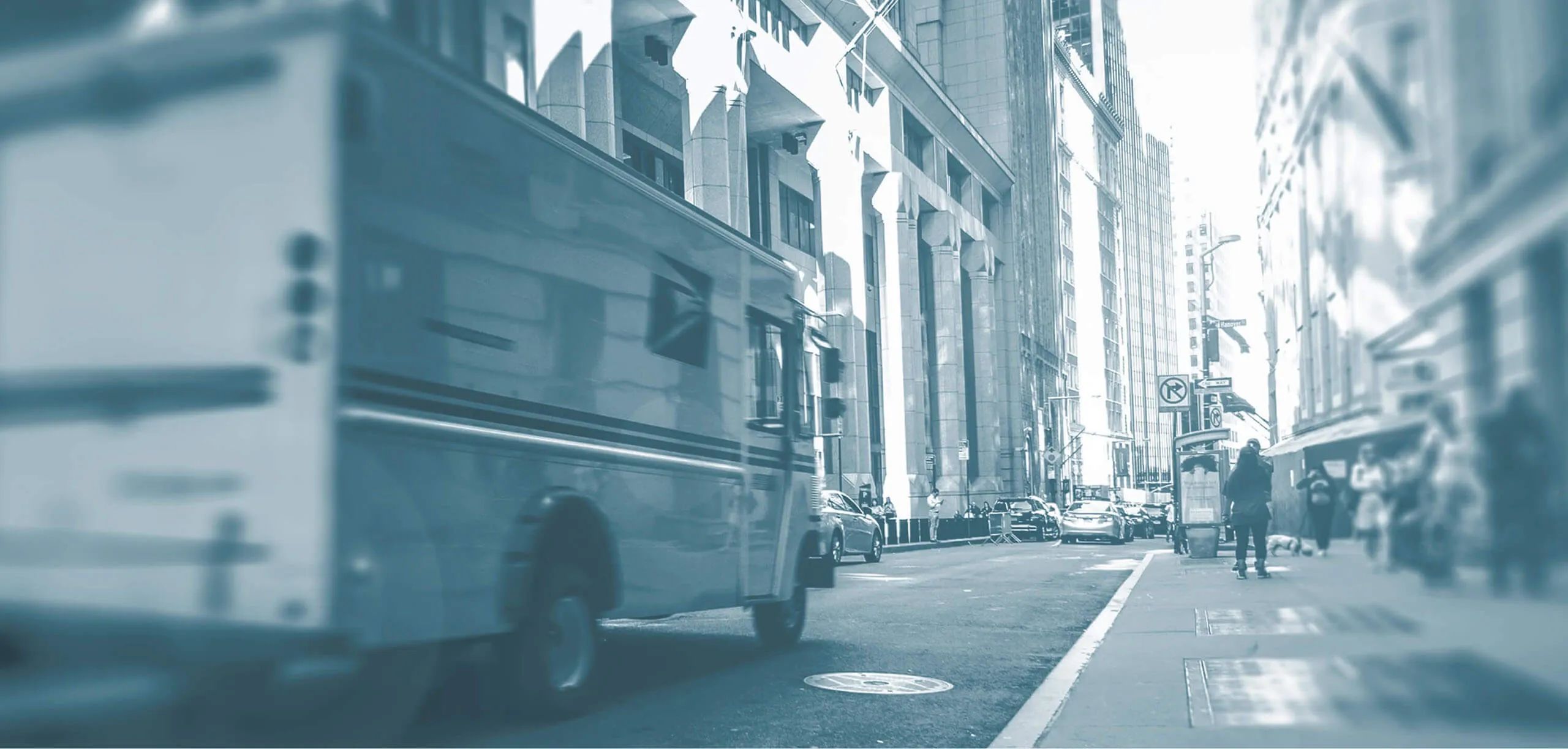 City street in blue tones, image from the Stratify case
